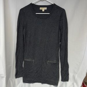 Michaels Charcoal slate grey zipper pocket viscose cotton blend Knit Sweater S